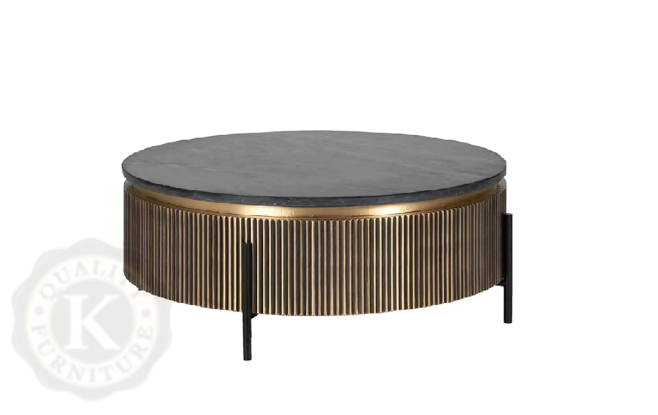 Gold and black on sale round coffee table