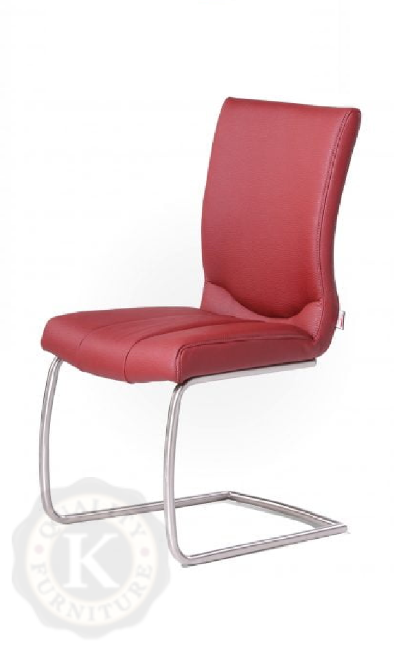 Red leather side deals chair