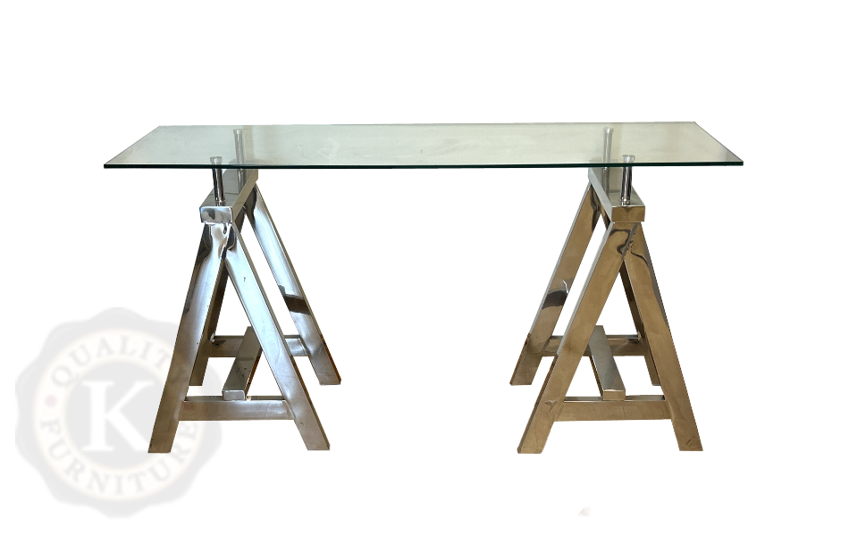 Trestle Glass Office Desk