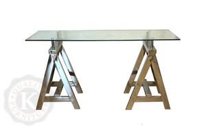 Trestle Glass Office Desk